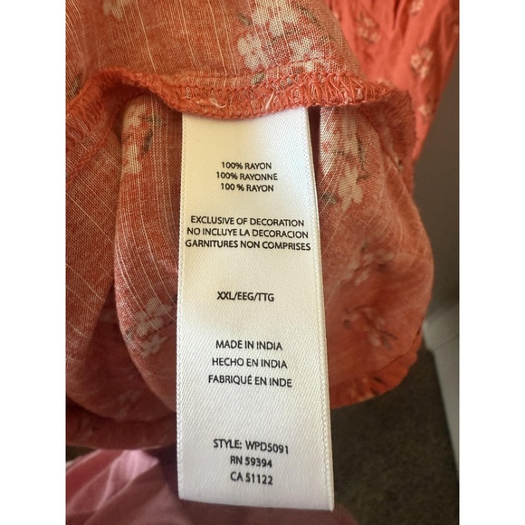 beachlunchlounge Dress Womens‎ XXL Orange Floral Midi Boho Chic - Picture 4 of 4